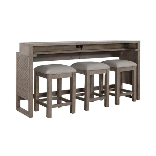 Bartlett Field - 4 Piece Living Room Set (Console Bar Table & 3 Console Stools) - Dusty Taupe – 4 Piece Living Room Sets by Liberty Furniture at Furniture Wholesale Plus , Nashville furniture store