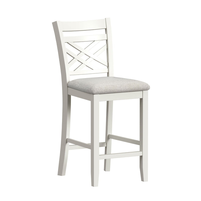 Brooks - 5 Piece Counter Set With Table And 4 Upholstery Seat & Wood Back Chairs - Medium Brown & White – 5 Piece Dining Room Sets by Elements International at Furniture Wholesale Plus , Nashville furniture store