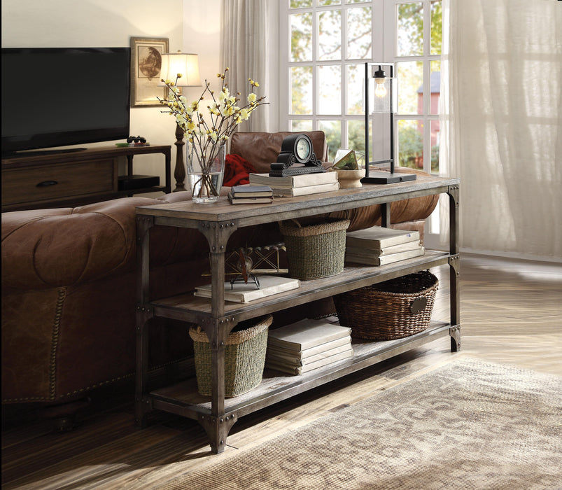 Gorden Weathered Oak & Antique Silver Console Table - Premium Console Table from ACME East - Just $559.65! Shop now at Furniture Wholesale Plus  We are the best furniture store in Nashville, Hendersonville, Goodlettsville, Madison, Antioch, Mount Juliet, Lebanon, Gallatin, Springfield, Murfreesboro, Franklin, Brentwood