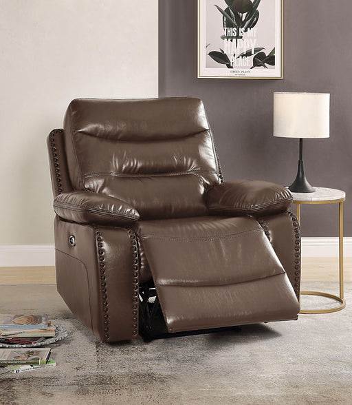 Aashi Brown Leather-Gel Match Recliner (Power Motion) - Premium Recliner from ACME East - Just $895.05! Shop now at Furniture Wholesale Plus  We are the best furniture store in Nashville, Hendersonville, Goodlettsville, Madison, Antioch, Mount Juliet, Lebanon, Gallatin, Springfield, Murfreesboro, Franklin, Brentwood