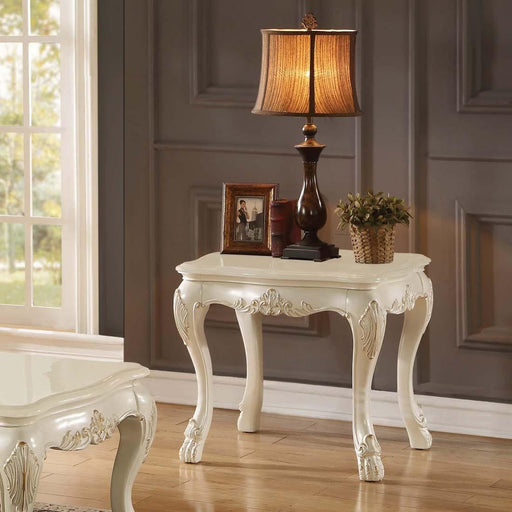 Acme Chantelle End Table with Marble Top in Pearl White 83542 - Premium End Table from ACME East - Just $641.55! Shop now at Furniture Wholesale Plus  We are the best furniture store in Nashville, Hendersonville, Goodlettsville, Madison, Antioch, Mount Juliet, Lebanon, Gallatin, Springfield, Murfreesboro, Franklin, Brentwood