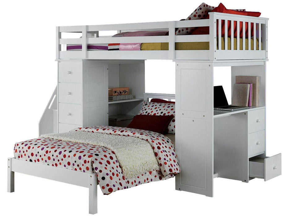 Acme Freya Loft Bed Set with Twin Bed in White 37145/37152 - Premium Bed from ACME East - Just $1491.75! Shop now at Furniture Wholesale Plus  We are the best furniture store in Nashville, Hendersonville, Goodlettsville, Madison, Antioch, Mount Juliet, Lebanon, Gallatin, Springfield, Murfreesboro, Franklin, Brentwood