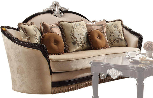 Acme Furniture Ernestine Loveseat with 6 Pillows in Tan and Black 52111 - Premium Loveseat from ACME East - Just $2691! Shop now at Furniture Wholesale Plus  We are the best furniture store in Nashville, Hendersonville, Goodlettsville, Madison, Antioch, Mount Juliet, Lebanon, Gallatin, Springfield, Murfreesboro, Franklin, Brentwood