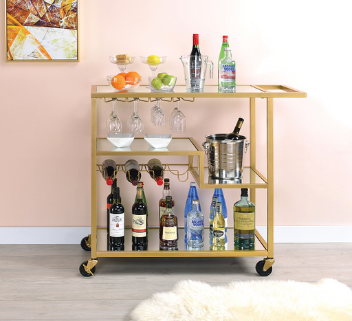 Adamsen Champagne & Mirror Serving Cart - Premium Server from ACME East - Just $380.25! Shop now at Furniture Wholesale Plus  We are the best furniture store in Nashville, Hendersonville, Goodlettsville, Madison, Antioch, Mount Juliet, Lebanon, Gallatin, Springfield, Murfreesboro, Franklin, Brentwood