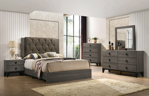 Avantika Fabric & Rustic Gray Oak Queen Bed - Premium Bed from ACME East - Just $329.55! Shop now at Furniture Wholesale Plus  We are the best furniture store in Nashville, Hendersonville, Goodlettsville, Madison, Antioch, Mount Juliet, Lebanon, Gallatin, Springfield, Murfreesboro, Franklin, Brentwood