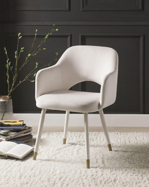 Applewood Cream Velvet & Gold Accent Chair - Premium Chair from ACME East - Just $251.55! Shop now at Furniture Wholesale Plus  We are the best furniture store in Nashville, Hendersonville, Goodlettsville, Madison, Antioch, Mount Juliet, Lebanon, Gallatin, Springfield, Murfreesboro, Franklin, Brentwood