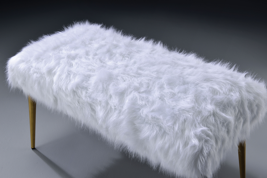 Bagley II White Faux Fur & Gold Bench - Premium Bench from ACME East - Just $306.15! Shop now at Furniture Wholesale Plus  We are the best furniture store in Nashville, Hendersonville, Goodlettsville, Madison, Antioch, Mount Juliet, Lebanon, Gallatin, Springfield, Murfreesboro, Franklin, Brentwood