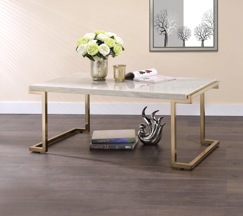 Boice II Faux Marble & Champagne Coffee Table - Premium Coffee Table from ACME East - Just $356.85! Shop now at Furniture Wholesale Plus  We are the best furniture store in Nashville, Hendersonville, Goodlettsville, Madison, Antioch, Mount Juliet, Lebanon, Gallatin, Springfield, Murfreesboro, Franklin, Brentwood