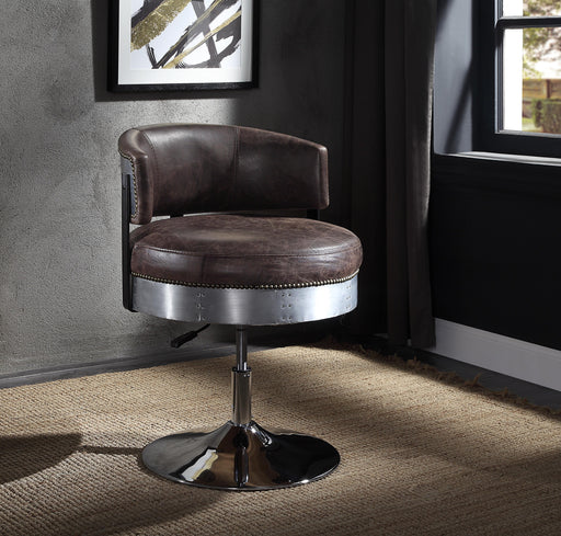 Brancaster Distress Chocolate Top Grain Leather & Chrome Accent Chair - Premium Dining Chair from ACME East - Just $739.05! Shop now at Furniture Wholesale Plus  We are the best furniture store in Nashville, Hendersonville, Goodlettsville, Madison, Antioch, Mount Juliet, Lebanon, Gallatin, Springfield, Murfreesboro, Franklin, Brentwood