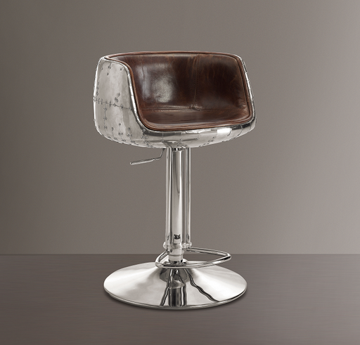 Brancaster Vintage Brown Top Grain Leather & Aluminum Adjustable Stool (1Pc) - Premium Barstool from ACME East - Just $1043.25! Shop now at Furniture Wholesale Plus  We are the best furniture store in Nashville, Hendersonville, Goodlettsville, Madison, Antioch, Mount Juliet, Lebanon, Gallatin, Springfield, Murfreesboro, Franklin, Brentwood