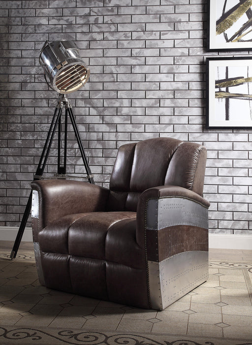 Brancaster Retro Brown Top Grain Leather & Aluminum Accent Chair - Premium Chair from ACME East - Just $2061.15! Shop now at Furniture Wholesale Plus  We are the best furniture store in Nashville, Hendersonville, Goodlettsville, Madison, Antioch, Mount Juliet, Lebanon, Gallatin, Springfield, Murfreesboro, Franklin, Brentwood