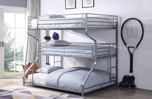 Caius II Silver Bunk Bed (Triple Full/Twin/Queen) - Premium Bunk Bed from ACME East - Just $900.90! Shop now at Furniture Wholesale Plus  We are the best furniture store in Nashville, Hendersonville, Goodlettsville, Madison, Antioch, Mount Juliet, Lebanon, Gallatin, Springfield, Murfreesboro, Franklin, Brentwood