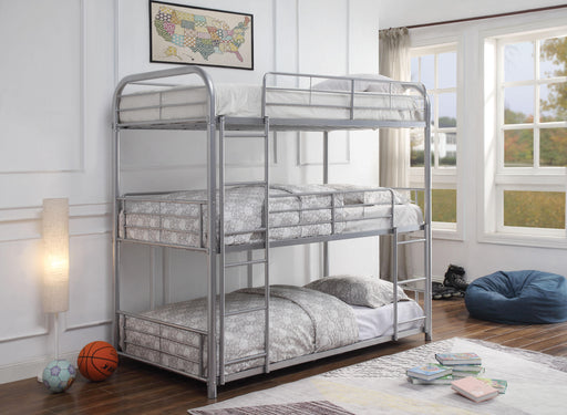 Cairo Silver Bunk Bed (Triple Twin) - Premium Bunk Bed from ACME East - Just $680.55! Shop now at Furniture Wholesale Plus  We are the best furniture store in Nashville, Hendersonville, Goodlettsville, Madison, Antioch, Mount Juliet, Lebanon, Gallatin, Springfield, Murfreesboro, Franklin, Brentwood