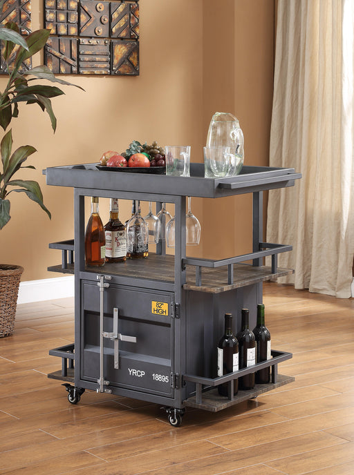 Cargo Antique Walnut & Gunmetal Serving Cart - Premium Server from ACME East - Just $329.55! Shop now at Furniture Wholesale Plus  We are the best furniture store in Nashville, Hendersonville, Goodlettsville, Madison, Antioch, Mount Juliet, Lebanon, Gallatin, Springfield, Murfreesboro, Franklin, Brentwood