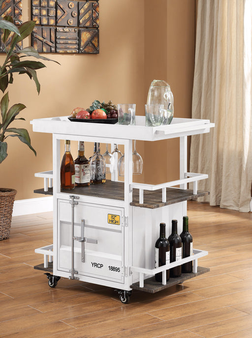 Cargo Antique Walnut & White Serving Cart - Premium Server from ACME East - Just $430.95! Shop now at Furniture Wholesale Plus  We are the best furniture store in Nashville, Hendersonville, Goodlettsville, Madison, Antioch, Mount Juliet, Lebanon, Gallatin, Springfield, Murfreesboro, Franklin, Brentwood