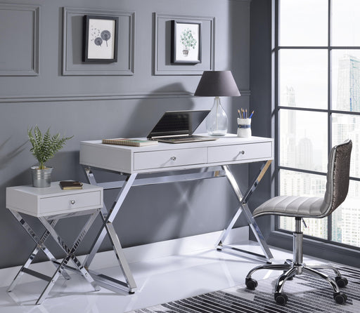 Coleen White & Chrome Desk - Premium Desk from ACME East - Just $257.40! Shop now at Furniture Wholesale Plus  We are the best furniture store in Nashville, Hendersonville, Goodlettsville, Madison, Antioch, Mount Juliet, Lebanon, Gallatin, Springfield, Murfreesboro, Franklin, Brentwood