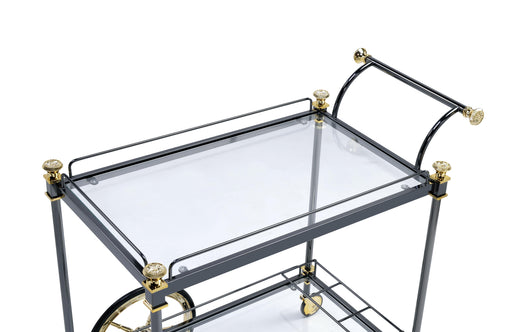 Cyrus Black/Gold & Clear Glass Serving Cart - Premium Server from ACME East - Just $370.50! Shop now at Furniture Wholesale Plus  We are the best furniture store in Nashville, Hendersonville, Goodlettsville, Madison, Antioch, Mount Juliet, Lebanon, Gallatin, Springfield, Murfreesboro, Franklin, Brentwood