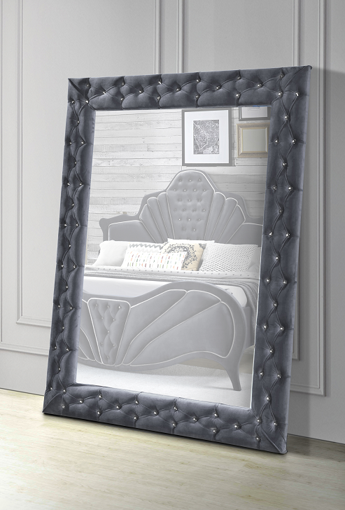 Dante Gray Velvet Accent Floor Mirror - Premium Mirror from ACME East - Just $778.05! Shop now at Furniture Wholesale Plus  We are the best furniture store in Nashville, Hendersonville, Goodlettsville, Madison, Antioch, Mount Juliet, Lebanon, Gallatin, Springfield, Murfreesboro, Franklin, Brentwood