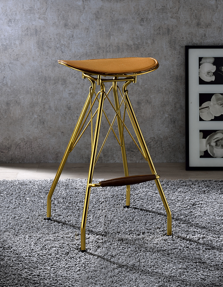 Dragea Whiskey PU & Gold Bar Stool - Premium Barstool from ACME East - Just $345.15! Shop now at Furniture Wholesale Plus  We are the best furniture store in Nashville, Hendersonville, Goodlettsville, Madison, Antioch, Mount Juliet, Lebanon, Gallatin, Springfield, Murfreesboro, Franklin, Brentwood