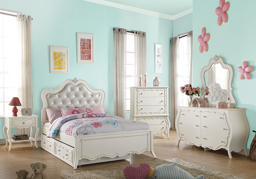 Edalene PU & Pearl White Twin Bed - Premium Bed from ACME East - Just $672.75! Shop now at Furniture Wholesale Plus  We are the best furniture store in Nashville, Hendersonville, Goodlettsville, Madison, Antioch, Mount Juliet, Lebanon, Gallatin, Springfield, Murfreesboro, Franklin, Brentwood