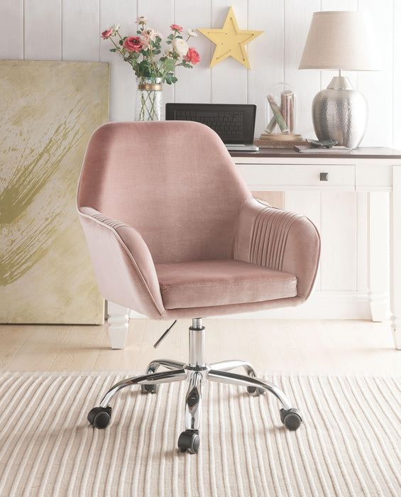 Eimer Peach Velvet & Chrome Office Chair - Premium Office Chair from ACME East - Just $200.85! Shop now at Furniture Wholesale Plus  We are the best furniture store in Nashville, Hendersonville, Goodlettsville, Madison, Antioch, Mount Juliet, Lebanon, Gallatin, Springfield, Murfreesboro, Franklin, Brentwood