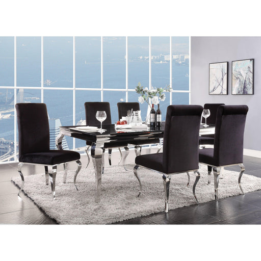 Fabiola Stainless Steel & Black Glass Dining Room Set - Premium Dining Room Set from ACME East - Just $1762.80! Shop now at Furniture Wholesale Plus  We are the best furniture store in Nashville, Hendersonville, Goodlettsville, Madison, Antioch, Mount Juliet, Lebanon, Gallatin, Springfield, Murfreesboro, Franklin, Brentwood