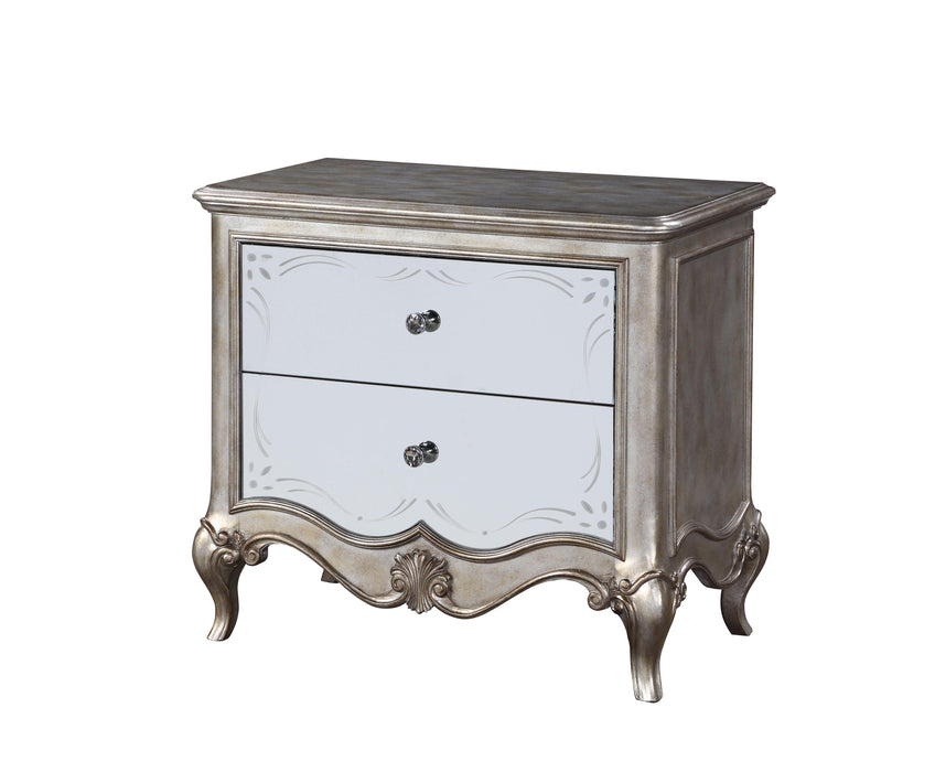 Esteban Antique Champagne Nightstand (2 Drw) - Premium Nightstand from ACME East - Just $487.50! Shop now at Furniture Wholesale Plus  We are the best furniture store in Nashville, Hendersonville, Goodlettsville, Madison, Antioch, Mount Juliet, Lebanon, Gallatin, Springfield, Murfreesboro, Franklin, Brentwood