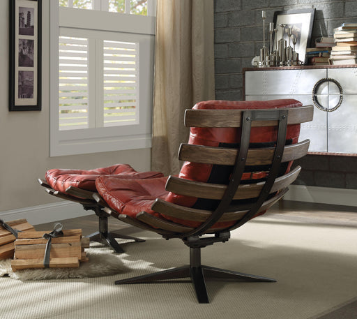 Gandy Antique Red Top Grain Leather Chair & Ottoman (2Pc Pk) - Premium Chair & Ottoman from ACME East - Just $1721.85! Shop now at Furniture Wholesale Plus  We are the best furniture store in Nashville, Hendersonville, Goodlettsville, Madison, Antioch, Mount Juliet, Lebanon, Gallatin, Springfield, Murfreesboro, Franklin, Brentwood