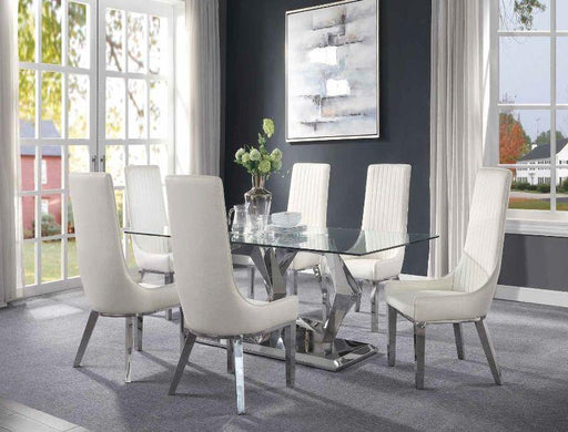 Gianna Clear Glass & Stainless Steel Dining Room Set - Premium Dining Room Set from ACME East - Just $3435.90! Shop now at Furniture Wholesale Plus  We are the best furniture store in Nashville, Hendersonville, Goodlettsville, Madison, Antioch, Mount Juliet, Lebanon, Gallatin, Springfield, Murfreesboro, Franklin, Brentwood