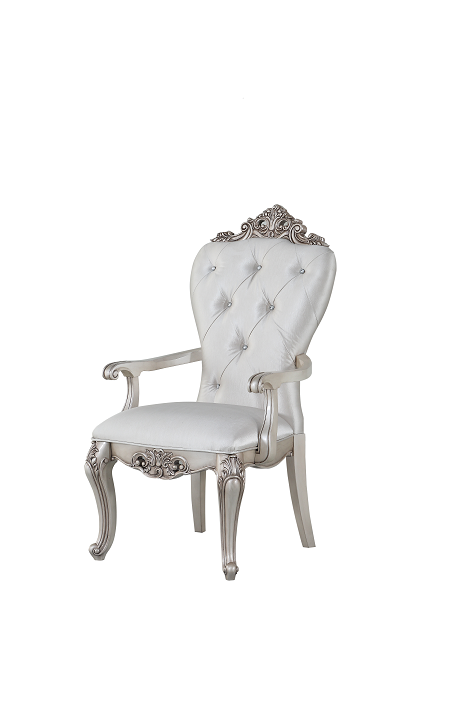 Gorsedd Cream Fabric & Antique White Arm Chair - Premium Dining Chair from ACME East - Just $994.50! Shop now at Furniture Wholesale Plus  We are the best furniture store in Nashville, Hendersonville, Goodlettsville, Madison, Antioch, Mount Juliet, Lebanon, Gallatin, Springfield, Murfreesboro, Franklin, Brentwood