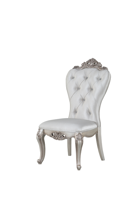 Gorsedd Cream Fabric & Antique White Side Chair - Premium Dining Chair from ACME East - Just $912.60! Shop now at Furniture Wholesale Plus  We are the best furniture store in Nashville, Hendersonville, Goodlettsville, Madison, Antioch, Mount Juliet, Lebanon, Gallatin, Springfield, Murfreesboro, Franklin, Brentwood