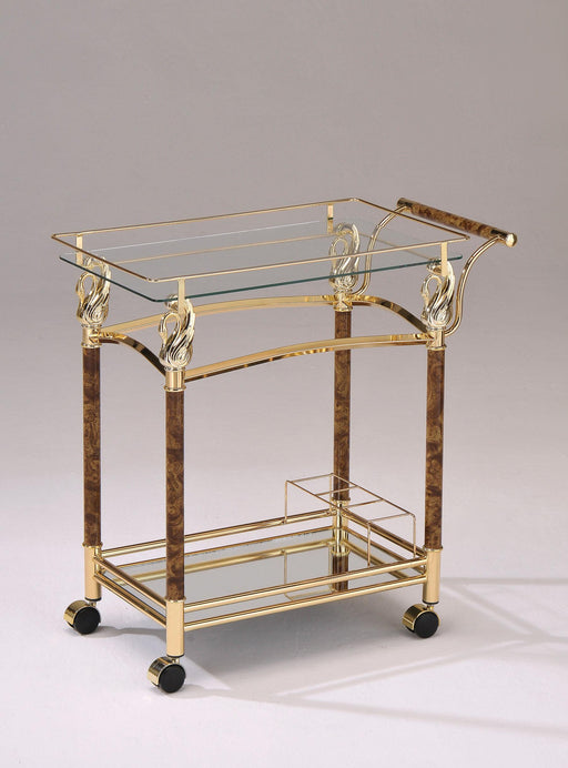 Helmut Gold Plated & Clear Glass - Tempered Serving Cart - Premium Server from ACME East - Just $245.70! Shop now at Furniture Wholesale Plus  We are the best furniture store in Nashville, Hendersonville, Goodlettsville, Madison, Antioch, Mount Juliet, Lebanon, Gallatin, Springfield, Murfreesboro, Franklin, Brentwood