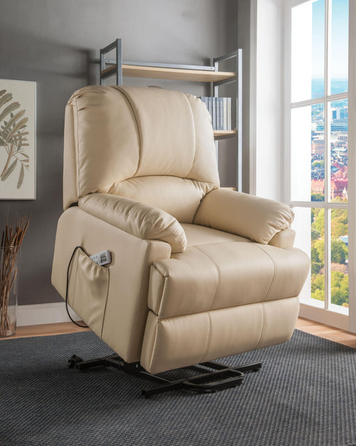 Ixora Beige PU Recliner w/Power Lift & Massage - Premium Recliner from ACME East - Just $1093.95! Shop now at Furniture Wholesale Plus  We are the best furniture store in Nashville, Hendersonville, Goodlettsville, Madison, Antioch, Mount Juliet, Lebanon, Gallatin, Springfield, Murfreesboro, Franklin, Brentwood