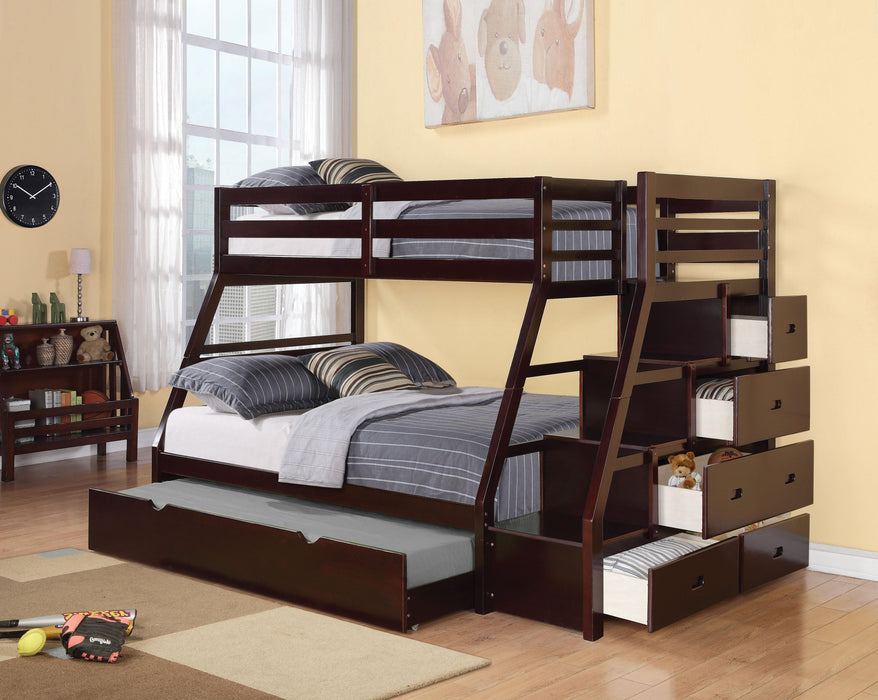 Jason Espresso Bunk Bed (Twin/Full) - Premium Bunk Bed from ACME East - Just $719.55! Shop now at Furniture Wholesale Plus  We are the best furniture store in Nashville, Hendersonville, Goodlettsville, Madison, Antioch, Mount Juliet, Lebanon, Gallatin, Springfield, Murfreesboro, Franklin, Brentwood