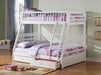 Jason White Bunk Bed (Twin/Full) - Premium Bunk Bed from ACME East - Just $805.35! Shop now at Furniture Wholesale Plus  We are the best furniture store in Nashville, Hendersonville, Goodlettsville, Madison, Antioch, Mount Juliet, Lebanon, Gallatin, Springfield, Murfreesboro, Franklin, Brentwood