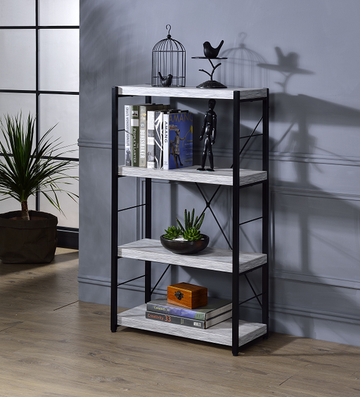 Jurgen Antique White & Black Bookshelf - Premium Bookcase from ACME East - Just $183.30! Shop now at Furniture Wholesale Plus  We are the best furniture store in Nashville, Hendersonville, Goodlettsville, Madison, Antioch, Mount Juliet, Lebanon, Gallatin, Springfield, Murfreesboro, Franklin, Brentwood