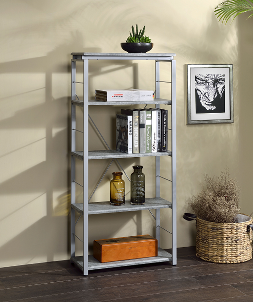 Jurgen Faux Concrete & Silver Bookshelf - Premium Bookcase from ACME East - Just $140.40! Shop now at Furniture Wholesale Plus  We are the best furniture store in Nashville, Hendersonville, Goodlettsville, Madison, Antioch, Mount Juliet, Lebanon, Gallatin, Springfield, Murfreesboro, Franklin, Brentwood