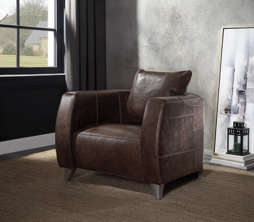 Kalona Distress Chocolate Top Grain Leather & Aluminum Accent Chair - Premium Chair from ACME East - Just $1530.75! Shop now at Furniture Wholesale Plus  We are the best furniture store in Nashville, Hendersonville, Goodlettsville, Madison, Antioch, Mount Juliet, Lebanon, Gallatin, Springfield, Murfreesboro, Franklin, Brentwood