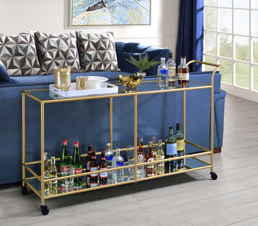 Kenda Clear Glass, Mirrored & Gold Serving Cart - Premium Server from ACME East - Just $491.40! Shop now at Furniture Wholesale Plus  We are the best furniture store in Nashville, Hendersonville, Goodlettsville, Madison, Antioch, Mount Juliet, Lebanon, Gallatin, Springfield, Murfreesboro, Franklin, Brentwood