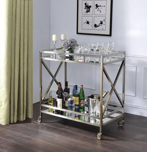 Kristensen Antique Gold & Mirror Serving Cart - Premium Server from ACME East - Just $415.35! Shop now at Furniture Wholesale Plus  We are the best furniture store in Nashville, Hendersonville, Goodlettsville, Madison, Antioch, Mount Juliet, Lebanon, Gallatin, Springfield, Murfreesboro, Franklin, Brentwood