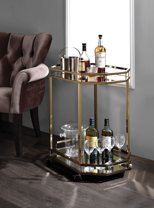 Lacole Champagne & Mirror Serving Cart - Premium Server from ACME East - Just $222.30! Shop now at Furniture Wholesale Plus  We are the best furniture store in Nashville, Hendersonville, Goodlettsville, Madison, Antioch, Mount Juliet, Lebanon, Gallatin, Springfield, Murfreesboro, Franklin, Brentwood