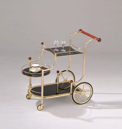 Lacy Gold Plated & Black Glass Serving Cart - Premium Server from ACME East - Just $245.70! Shop now at Furniture Wholesale Plus  We are the best furniture store in Nashville, Hendersonville, Goodlettsville, Madison, Antioch, Mount Juliet, Lebanon, Gallatin, Springfield, Murfreesboro, Franklin, Brentwood