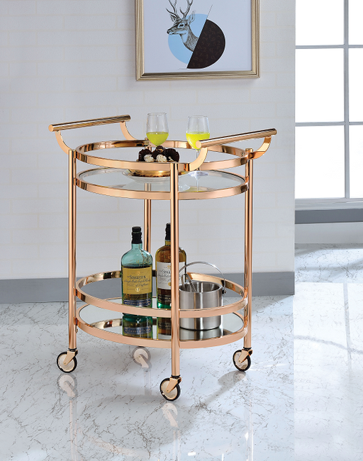 Lakelyn Rose Gold & Clear Glass Serving Cart - Premium Server from ACME East - Just $366.60! Shop now at Furniture Wholesale Plus  We are the best furniture store in Nashville, Hendersonville, Goodlettsville, Madison, Antioch, Mount Juliet, Lebanon, Gallatin, Springfield, Murfreesboro, Franklin, Brentwood