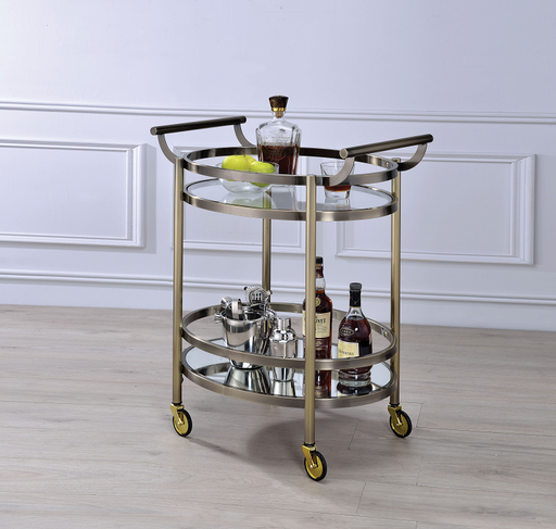 Lakelyn Brushed Bronze & Clear Glass Serving Cart - Premium Server from ACME East - Just $356.85! Shop now at Furniture Wholesale Plus  We are the best furniture store in Nashville, Hendersonville, Goodlettsville, Madison, Antioch, Mount Juliet, Lebanon, Gallatin, Springfield, Murfreesboro, Franklin, Brentwood