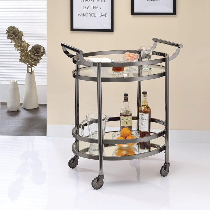 Lakelyn Black Nickel & Clear Glass Serving Cart - Premium Server from ACME East - Just $310.05! Shop now at Furniture Wholesale Plus  We are the best furniture store in Nashville, Hendersonville, Goodlettsville, Madison, Antioch, Mount Juliet, Lebanon, Gallatin, Springfield, Murfreesboro, Franklin, Brentwood