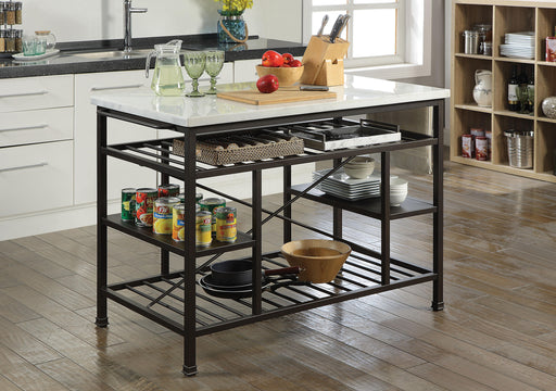 Lanzo Marble & Gunmetal Kitchen Island (Counter) - Premium Kitchen Island from ACME East - Just $618.15! Shop now at Furniture Wholesale Plus  We are the best furniture store in Nashville, Hendersonville, Goodlettsville, Madison, Antioch, Mount Juliet, Lebanon, Gallatin, Springfield, Murfreesboro, Franklin, Brentwood