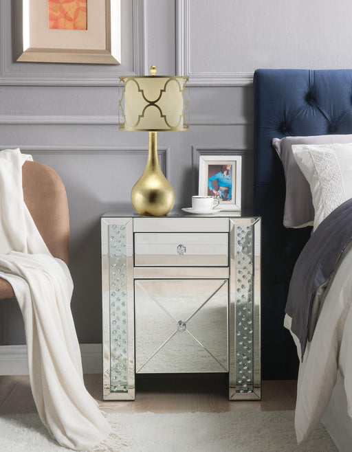 Maisha Mirrored & Faux Crystals Accent Table - Premium Nightstand from ACME East - Just $290.55! Shop now at Furniture Wholesale Plus  We are the best furniture store in Nashville, Hendersonville, Goodlettsville, Madison, Antioch, Mount Juliet, Lebanon, Gallatin, Springfield, Murfreesboro, Franklin, Brentwood