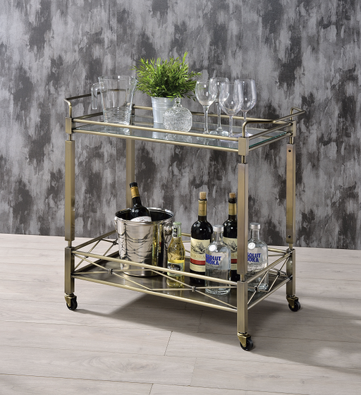 Matiesen Antique Gold & Clear Glass Serving Cart - Premium Server from ACME East - Just $296.40! Shop now at Furniture Wholesale Plus  We are the best furniture store in Nashville, Hendersonville, Goodlettsville, Madison, Antioch, Mount Juliet, Lebanon, Gallatin, Springfield, Murfreesboro, Franklin, Brentwood