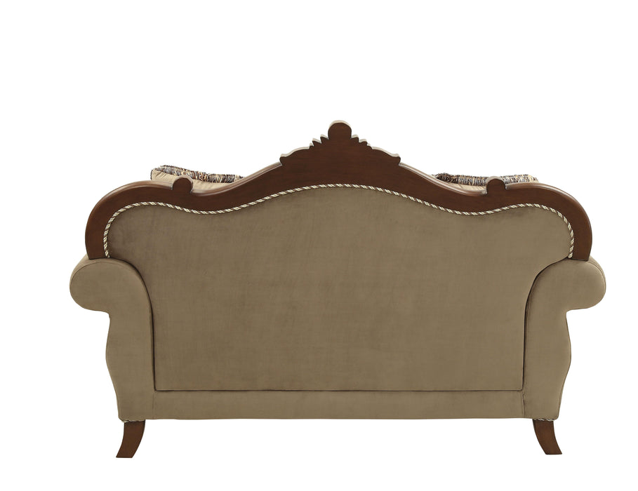 Mehadi Velvet & Walnut Loveseat w/6 Pillows - Premium Loveseat from ACME East - Just $2390.70! Shop now at Furniture Wholesale Plus  We are the best furniture store in Nashville, Hendersonville, Goodlettsville, Madison, Antioch, Mount Juliet, Lebanon, Gallatin, Springfield, Murfreesboro, Franklin, Brentwood