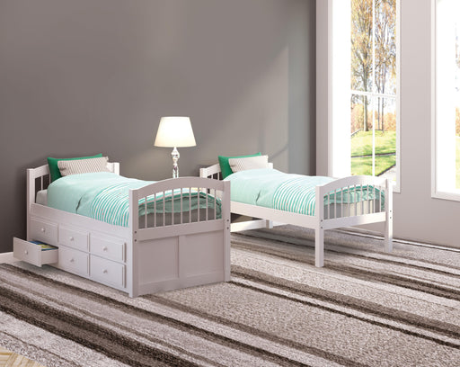 Micah White Bunk Bed & Trundle (Twin/Twin) - Premium Bunk Bed w/ Trundle from ACME East - Just $895.05! Shop now at Furniture Wholesale Plus  We are the best furniture store in Nashville, Hendersonville, Goodlettsville, Madison, Antioch, Mount Juliet, Lebanon, Gallatin, Springfield, Murfreesboro, Franklin, Brentwood